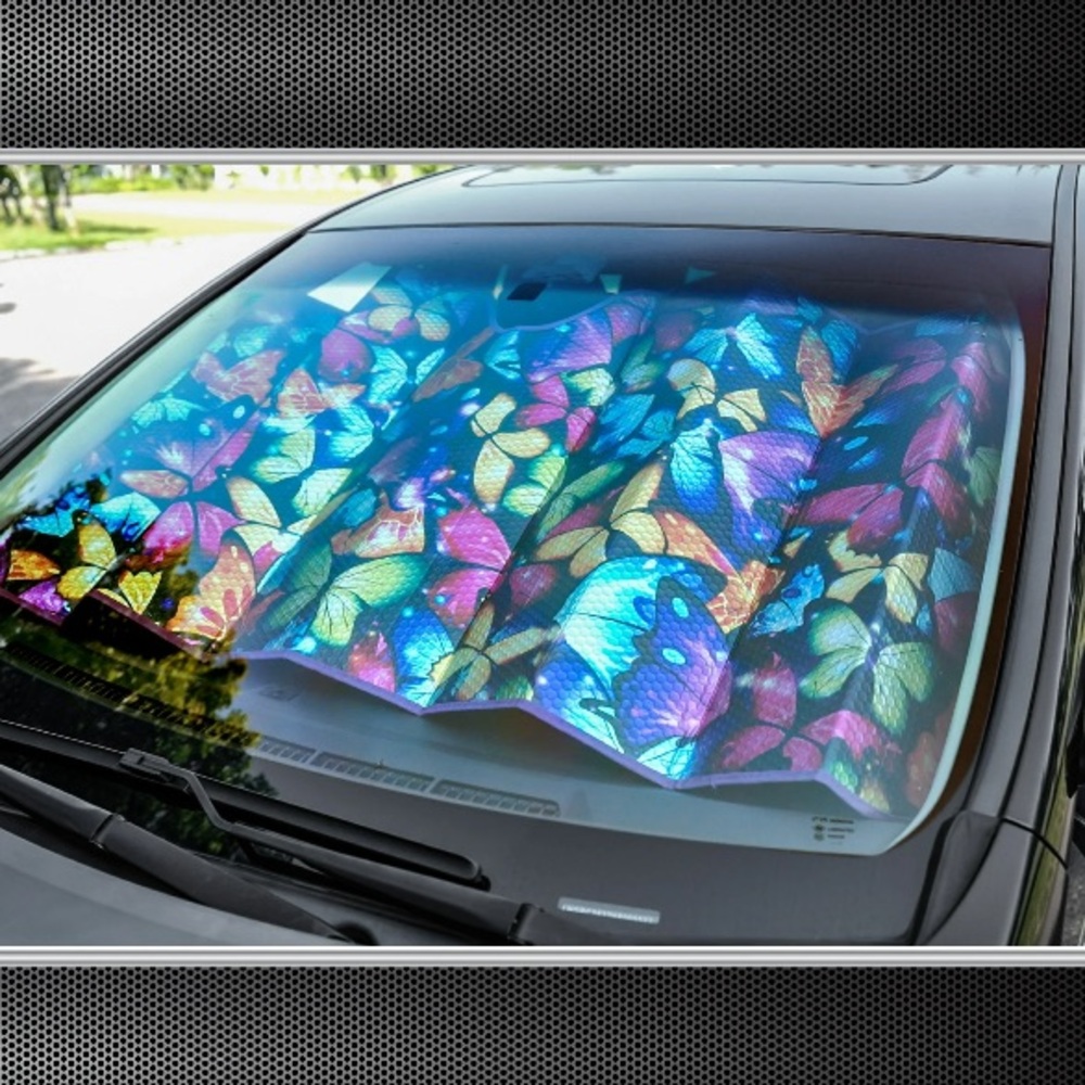 💜Auto Drive Vehicle's Windshield Fit Butterfly Accordion Sun Shade - Picture 2 of 13
